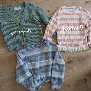 Girls Sweater Bundle 5T Green Cardigan Old Navy Chenielle Cozy Blue Ombre